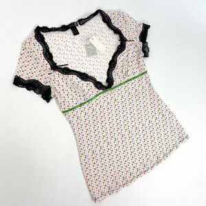 NWT deadstock y2k Cavalli white rainbow short sleeve top